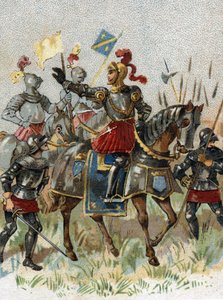 Wojny włoskie: Ludwik XII (1462-1515), król Francji, w bitwie pod Agnadel (Mediolan) we Włoszech w dniu 14 maja 1509 r. Chromolitografia. autorstwa French School
