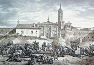 Wieś włoska: okupacja Werony przez wojska francuskie Napoleona Bonaparte (1789-1821). Anonimowy rysunek około 1797 r. Paryż, Luwr autorstwa French School