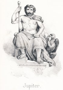 J Jupiter: syn Saturna i Rhee Brotherhood of Titan Child, był karmiony przez kozę Amalthee autorstwa French School