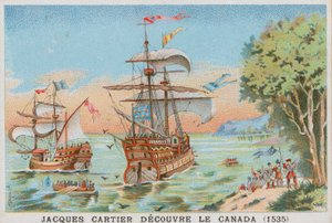 Jacques Cartier odkrywa Kanadę, 1535 autorstwa French School