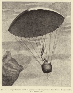 Jacques Garnerin dokonuje pierwszego zejścia na spadochronie z wysokości 1000 metrów 22 października 1797 r. autorstwa French School