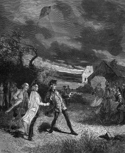 Jacques de Romas (1713-1776), francuski fizyk, eksperymentujący z latawcem do przechwytywania elektryczności atmosferycznej w 1752 roku. autorstwa French School