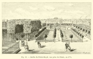 Ogród Palais-Royal, widok z Pałacu, 1774 r. autorstwa French School