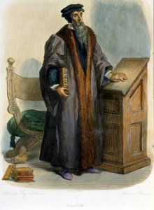 Jean Calvin (Jean Cauvin, francuski reformator i pisarz (1509-1564) - w „” Le Plutarque francais””, red. Mennechet autorstwa French School