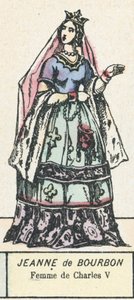 Jeanne de Bourbon, żona Karola V (kolorowy grawerunek) autorstwa French School