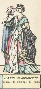 Joanna Burgundzka, żona Filipa de Valois (kolorowy grawerunek) autorstwa French School