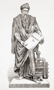 Johannes Gutenberg, z Ancient and Modern Universal History, wydana w Strasburgu ok. 1860 (rycina) autorstwa French School