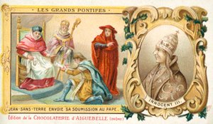 Jan, król Anglii, przesyła swoje poddanie papieżowi Innocentemu III, 1213 autorstwa French School