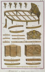 Joiner, kanapa, ilustracja z Encyclopedie des Sciences et Metiers autorstwa Denisa Diderota (1713-84) rytowana przez Roberta Benarda (fl.1734) wydana ok. 1770 (kolorowa grawerunek) autorstwa French School