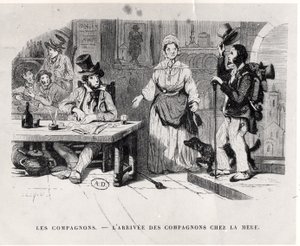 Przybycie Czeladnika do Pensjonatu, ok. godz. 1850 autorstwa French School