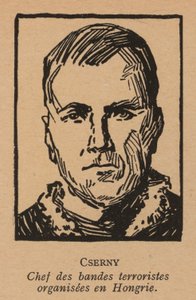 Jozsef Cserny, węgierski rewolucjonista komunistyczny i przywódca Leninowców, którzy wprowadzili Czerwony Terror w Węgierskiej Republice Radzieckiej w 1919 r. (litografia) autorstwa French School