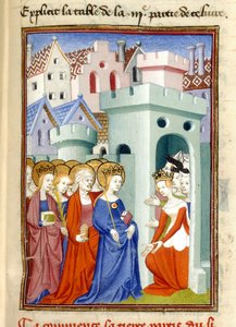 Sprawiedliwość, Dziewica i Święci, MS Harley 4431, f.361r, Francja, ok.1410-14 (kolor na pergaminie) autorstwa French School