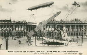 Kaiser Wilhelm II wyobrażał sobie, że Zeppelin wyrzucił z Paryża obelisk (lito) autorstwa French School