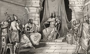 Król Charibert (521-67) w Radzie z Magistrates, z „Histoire de France” Colarta, wydana ok. 1930 r. 1840 autorstwa French School