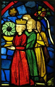 Król Ludwik IX niosący koronę cierniową, ok. 1245-48 (szkło z metalu garnkowego i farba szklista) autorstwa French School