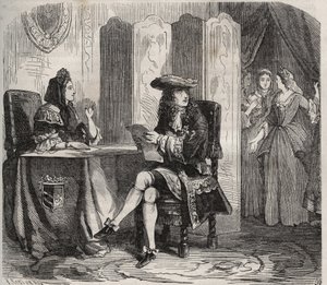 Król Ludwik XIV (1638-1715) i jego żona, markiza Maintenon (Francoise d