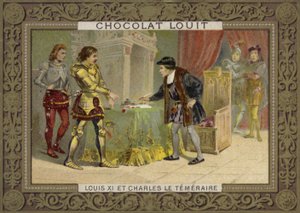 Król Francji Ludwik XI i Karol Śmiały, książę Burgundii autorstwa French School