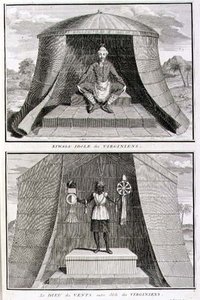 Kiwasa i bóg wiatrów, idole Wirginii, ilustracja z „Ceremonii i obyczajów religijnych”, sztychowana przez Bernarda Picarta (1673-1733) 1721 (rycina) autorstwa French School