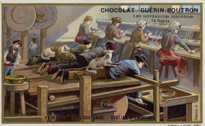Produkcja noży. Warsztat ostrzenia (chromolitho) autorstwa French School
