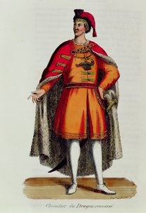 Rycerz węgierskiego Orderu Smoka Przewrócony, ilustracja z Histoire et Costumes des Ordres Monastiques autorstwa Pierre