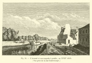 Arsenał i prochownia, XVIII w. Widok z rue Contrescarpe autorstwa French School