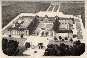 Imperial Asylum w Vesinet (obecnie Szpital Vesinet) w Yvelines - grawer w „” PATILE”” - PEKTURYCZNY OPIS FRANCJI W 6 TOMACH WG LUCIENA HUARDA - koniec XIX wieku autorstwa French School