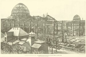 Wystawa powszechna z 1889 r., The Frameworks of the Palace of Fine Arts and Liberal Arts, na Champ de Mars, według fotografii M Godefroy (rycina) autorstwa French School