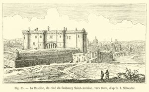 Bastille, od strony Faubourg Saint-Antoine, około 1650, za I Silvestre autorstwa French School