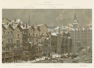 La Cite, między Pont Notre-Dame a Pont au Change, 1650 autorstwa French School