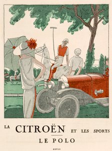 Citroen i sportowe polo, ok. 1914 r. (kolorowa litografia) autorstwa French School