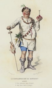 Potępienie Bankietu (kolorowy grawerunek) autorstwa French School