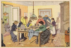 La Couturiere, The Couturier (kolor lito) autorstwa French School
