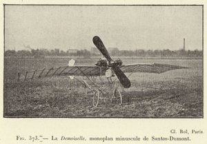 La Demoiselle, maleńki jednopłat firmy Santos-Dumont (grafika) autorstwa French School