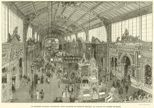 Wielka Galeria Centralna, znana jako Galeria trzydziestu metrów, w Palais du Champ de Mars (rycina) autorstwa French School