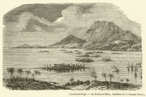 Gwadelupa, La Pointe-a-Pitre, stolica Grande-Terre, częściowo zniszczona przez trzęsienie ziemi z 8 lutego 1843 (rycina) autorstwa French School