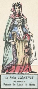 Królowa Klemensa Węgierska, żona Ludwika le Hutina (kolorowa rycina) autorstwa French School