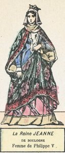 Królowa Joanna Boulogne, żona Filipa V (kolorowa grawerunek) autorstwa French School