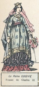 Królowa Odgiwa, żona Karola III (kolorowy grawerunek) autorstwa French School