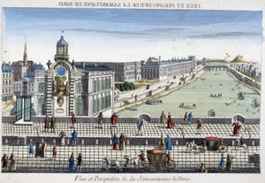 La Samaritaine (pompa wodna) na Pont Neuf w Paryżu - widok optyczny autorstwa French School