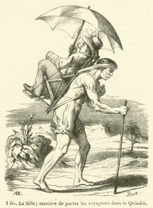 La Silla; sposób przewożenia podróżnych w Quindiu (rycina) autorstwa French School