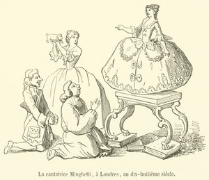 Piosenkarz Minghetti w Londynie w XVIII w. (rycina) autorstwa French School