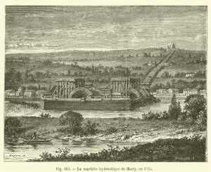 Hydrauliczna maszyna Marly, 1725 r. (rytowanie) autorstwa French School