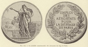 Medal pamiątkowy aeronautów oblężenia Paryża (rycina) autorstwa French School