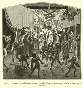 Mummera Wild Men, odkąd nazywana Ballet des Ardents, w Royal Hotel Saint-Paul autorstwa French School