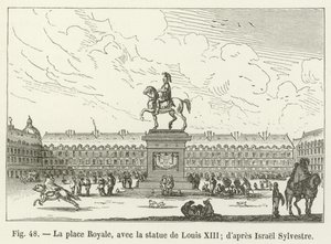 Place Royale z posągiem Ludwika XIII; po Izraelu Sylvestre autorstwa French School