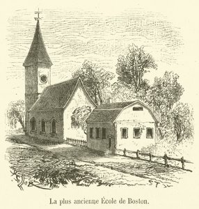 Najstarsza szkoła w Bostonie (grawerowanie) autorstwa French School