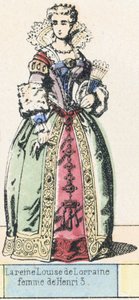 Królowa Luiza Lotaryńska, żona Henryka 3 (kolorowy grawerunek) autorstwa French School