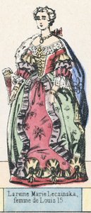 Królowa Maria Leczińska, żona Ludwika 15 (kolorowa rycina) autorstwa French School