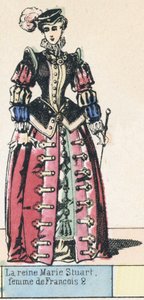 Królowa Maria Stuart, żona Francois 2 (kolorowy grawerunek) autorstwa French School
