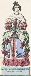 Królowa Maria Teresa Austrii, żona Ludwika 14 (kolorowy grawerunek) autorstwa French School
